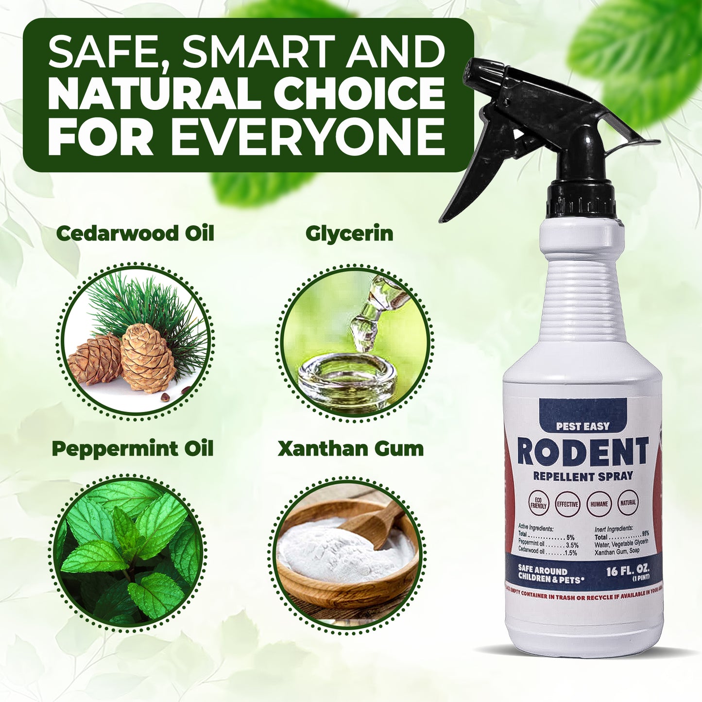 PESTEASY Peppermint Oil Rodent Repellent Spray - 16oz