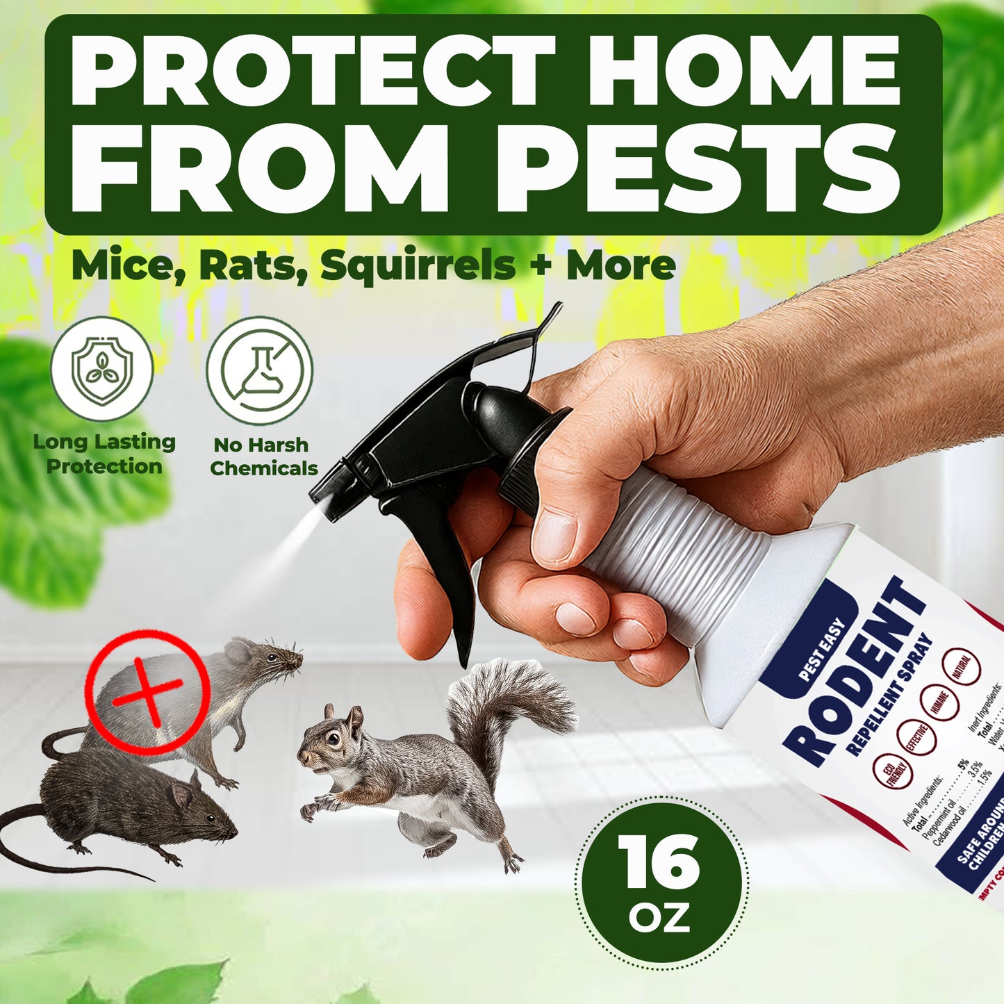 PESTEASY Peppermint Oil Rodent Repellent Spray - 16oz